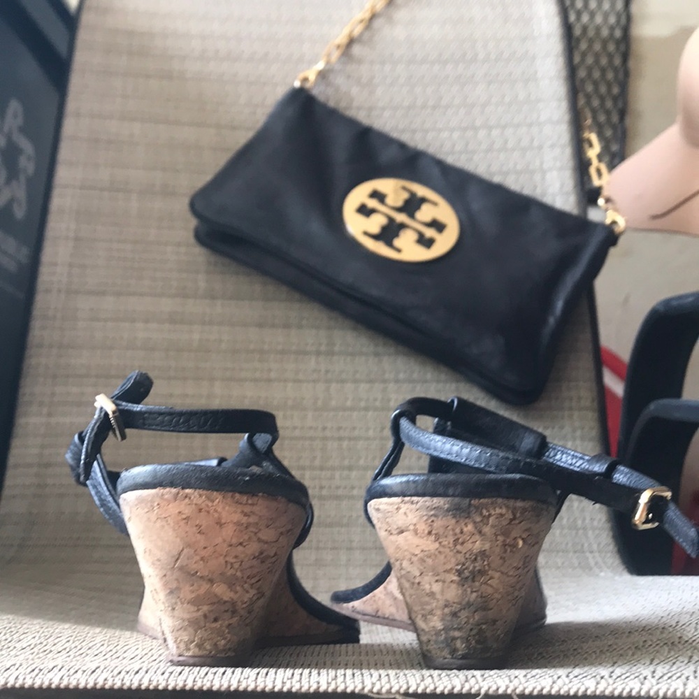 Tory Burch black wedge sandals-SZ 7- LIKE 🆕 - Picture 3 of 4